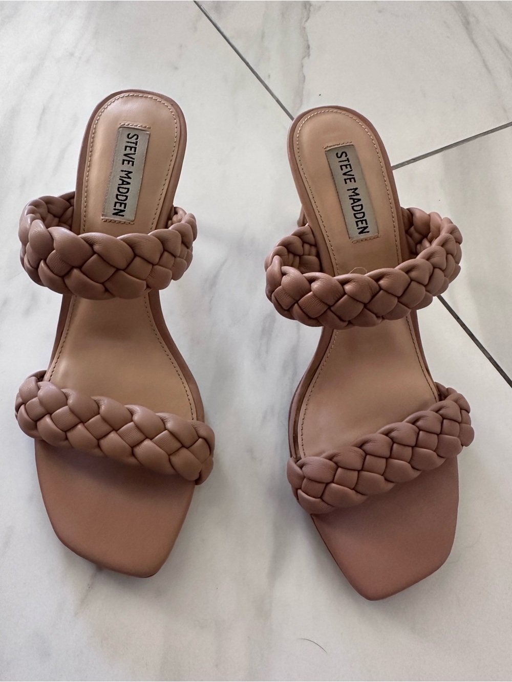 Steve Madden Braided Double-Strap Slide Sandals in Dusty Rose